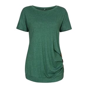 Women's Short Sleeve Button Decor Top